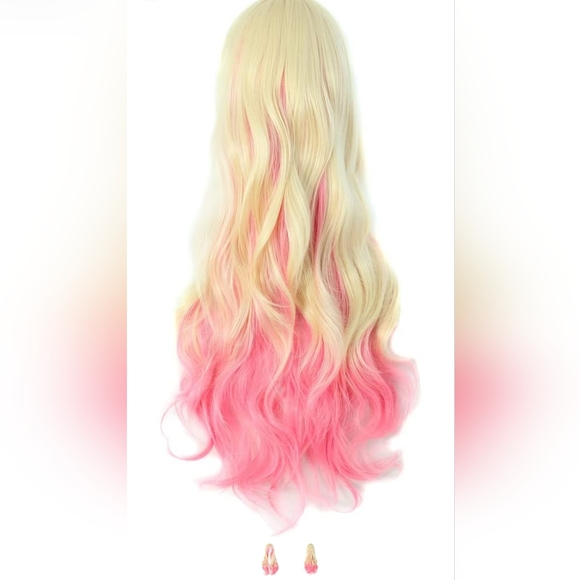 COPY - Cosplay blonde hot pink Lolita long 28" synthetic wig.  Many colors avai… - Picture 1 of 2